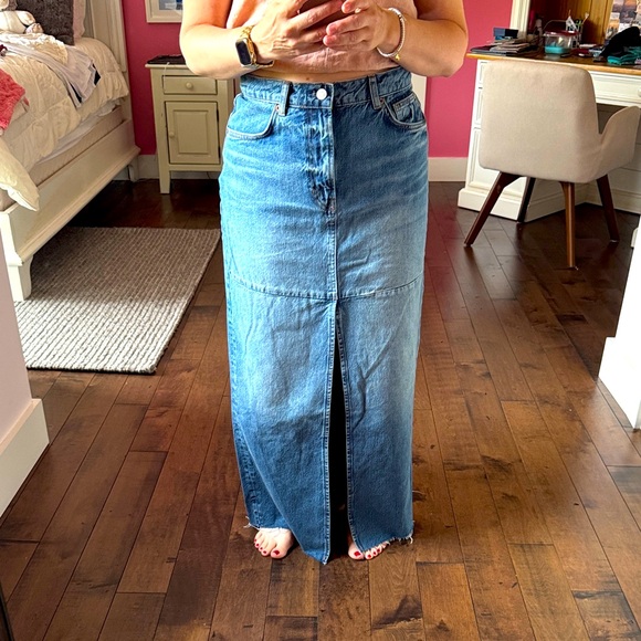 Reformation BRAND NEW NEVER WORN! Jean Skirt, full length, high waisted. - Picture 2 of 9